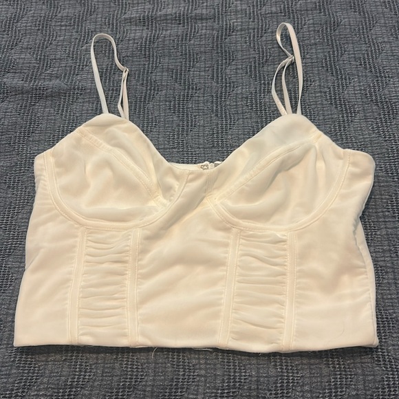 Blue Blush Cropped White Corset Bra Top Small - Picture 1 of 6
